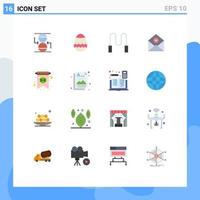 Flat Color Pack of 16 Universal Symbols of greeting card card skipping email delete Editable Pack of Creative Vector Design Elements