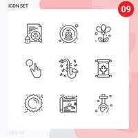 Outline Pack of 9 Universal Symbols of music reload flower gestures hand Editable Vector Design Elements