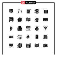 Pack of 25 creative Solid Glyphs of document secure internet processor wifi Editable Vector Design Elements
