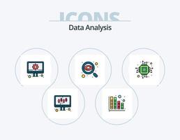 línea de análisis de datos llena de icono paquete 5 diseño de iconos. red. datos. datos. bien. izquierda derecha vector