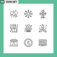 Universal Icon Symbols Group of 9 Modern Outlines of spy detective winter crime sketch Editable Vector Design Elements