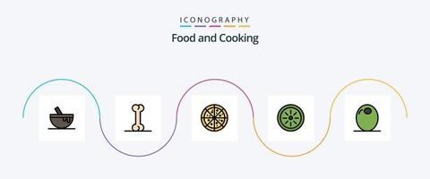 paquete de iconos planos llenos de línea de alimentos 5 que incluye. alimento. verdura. alimento vector