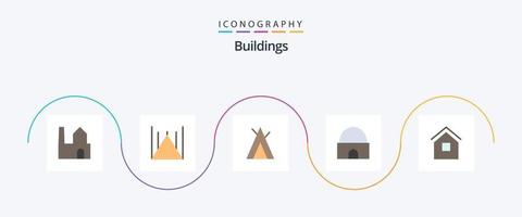 Paquete de 5 iconos planos de edificios que incluye el hogar. bienes raíces. acampar. mezquita. Edificio histórico vector