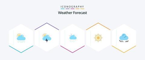 paquete de iconos planos de 25 climas que incluye . creciente. clima. nube. clima vector