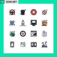 Pack of 16 Modern Flat Color Filled Lines Signs and Symbols for Web Print Media such as keyboard arrow focus user people Editable Creative Vector Design Elements