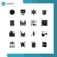 16 Thematic Vector Solid Glyphs and Editable Symbols of checklist timer cooperation stop playing Editable Vector Design Elements