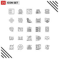 Modern Set of 25 Lines and symbols such as book greece interface prince horses Editable Vector Design Elements