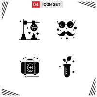 User Interface Pack of 4 Basic Solid Glyphs of burner emergency science glasses kit Editable Vector Design Elements