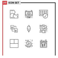 9 Thematic Vector Outlines and Editable Symbols of scince file screen data gadget Editable Vector Design Elements