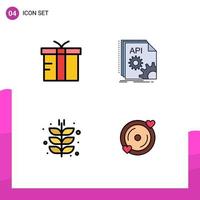 Mobile Interface Filledline Flat Color Set of 4 Pictograms of box agriculture global coding farming Editable Vector Design Elements