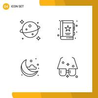 Stock Vector Icon Pack of 4 Line Signs and Symbols for planet cloud book marketing eyeglasses Editable Vector Design Elements