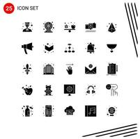 Modern Set of 25 Solid Glyphs and symbols such as box security play chating vegetable Editable Vector Design Elements