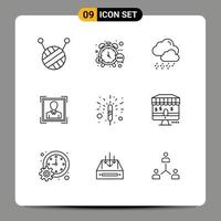 9 Universal Outline Signs Symbols of marketing spark cloud fireworks profile image Editable Vector Design Elements