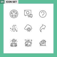 Set of 9 Modern UI Icons Symbols Signs for spring cloud basic full arrow Editable Vector Design Elements