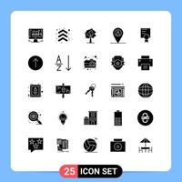 Universal Icon Symbols Group of 25 Modern Solid Glyphs of arrow education tree certificate map Editable Vector Design Elements