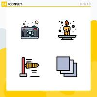 Set of 4 Modern UI Icons Symbols Signs for camera wind picture event cascade Editable Vector Design Elements