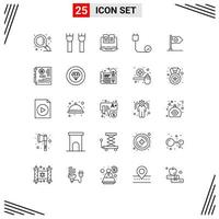 Pack of 25 creative Lines of success devices laptop cord computers Editable Vector Design Elements