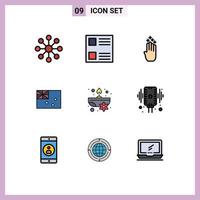 Universal Icon Symbols Group of 9 Modern Filledline Flat Colors of flower candle gesture aromatic country Editable Vector Design Elements