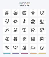 Creative Fathers Day 25 OutLine icon pack  Such As dad. fathers. calender. day. avatar vector