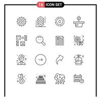 grupo de símbolos de iconos universales de 16 contornos modernos de desarrollar elementos de diseño de vectores editables de flor de olla de energía presente