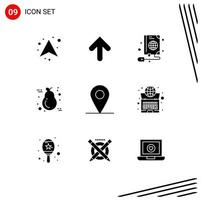 Pictogram Set of 9 Simple Solid Glyphs of location candle mouse thanksgiving fruit Editable Vector Design Elements