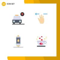 4 Universal Flat Icons Set for Web and Mobile Applications car heat gestures three fingers gas Editable Vector Design Elements