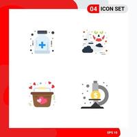 4 User Interface Flat Icon Pack of modern Signs and Symbols of care heart hospital night romantic Editable Vector Design Elements