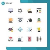 16 Thematic Vector Flat Colors and Editable Symbols of web design client person finance Editable Pack of Creative Vector Design Elements