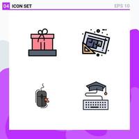 Set of 4 Modern UI Icons Symbols Signs for gift mouse nature map internet Editable Vector Design Elements