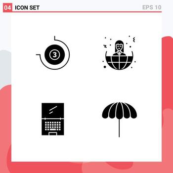 Set of 4 Modern UI Icons Symbols Signs for count down device business world laptop Editable Vector Design Elements