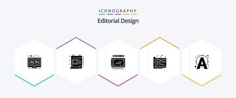 paquete de iconos de 25 glifos de diseño editorial que incluye archivo. diseño. escala. creativo. wacom vector