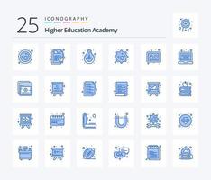 paquete de íconos de color azul de la academia 25 que incluye en línea. núcleo. educación. celúla. estudiar vector