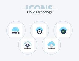 Cloud Technology Flat Icon Pack 5 Icon Design. timer. dashboard. cloud. data. mouse vector