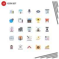 Modern Set of 25 Flat Colors and symbols such as online eye view mic vision eye Editable Vector Design Elements