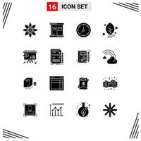 Pictogram Set of 16 Simple Solid Glyphs of insight business time science lab Editable Vector Design Elements