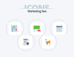 marketing seo flat icon pack 5 diseño de iconos. clasificación del sitio web. Página web. noticias. revisar. mensaje vector