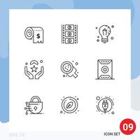 9 Universal Outlines Set for Web and Mobile Applications islam muslim mind dua light Editable Vector Design Elements