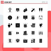 Mobile Interface Solid Glyph Set of 25 Pictograms of tool design online minus liquid Editable Vector Design Elements