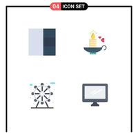 4 Universal Flat Icon Signs Symbols of grid computer love city device Editable Vector Design Elements