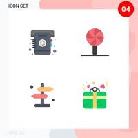 User Interface Pack of 4 Basic Flat Icons of phone direction list holiday road Editable Vector Design Elements