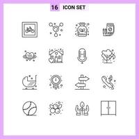 Editable Vector Line Pack of 16 Simple Outlines of heart digital alternative watt voltmeter Editable Vector Design Elements