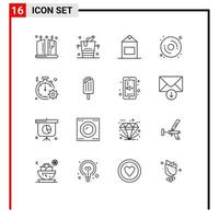 Set of 16 Modern UI Icons Symbols Signs for quick clock milk business disk Editable Vector Design Elements