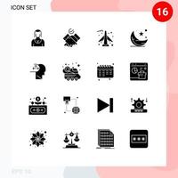 16 iconos creativos signos y símbolos modernos de desorden ramadán avión noche cresent elementos de diseño vectorial editables vector