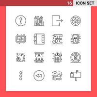 Pictogram Set of 16 Simple Outlines of steak beef exit process setup Editable Vector Design Elements