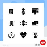 Modern Set of 9 Solid Glyphs and symbols such as train station new sign champion Editable Vector Design Elements