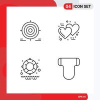 Modern Set of 4 Filledline Flat Colors and symbols such as target lifesaver goal love park Editable Vector Design Elements