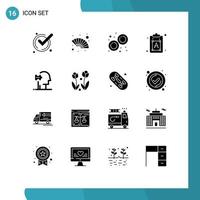 16 Solid Glyph concept for Websites Mobile and Apps psychology text biology font creative Editable Vector Design Elements