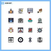16 Universal Flat Color Filled Lines Set for Web and Mobile Applications guardar economy notify coin savings Editable Creative Vector Design Elements