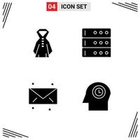 4 Creative Icons Modern Signs and Symbols of clothing face data message time Editable Vector Design Elements