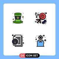 Mobile Interface Filledline Flat Color Set of 4 Pictograms of day info leprechaun halloween news Editable Vector Design Elements